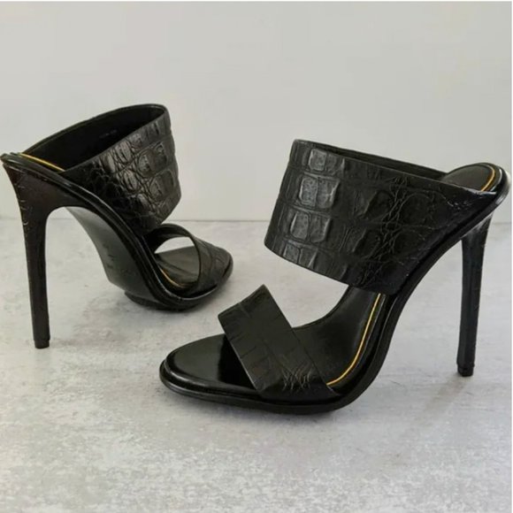 Rachel Zoe Shoes - Rachel Zoe 'Enita' Croc Embossed Leather Stiletto Heeled Mules 8.5 LN